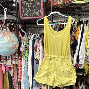 EUC Free People West Coast hike onesie chartuse green/yellow